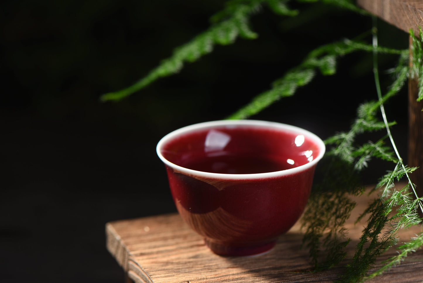 Ruby Red Cups Glazed Ceramic Tea Cups * Set of 2