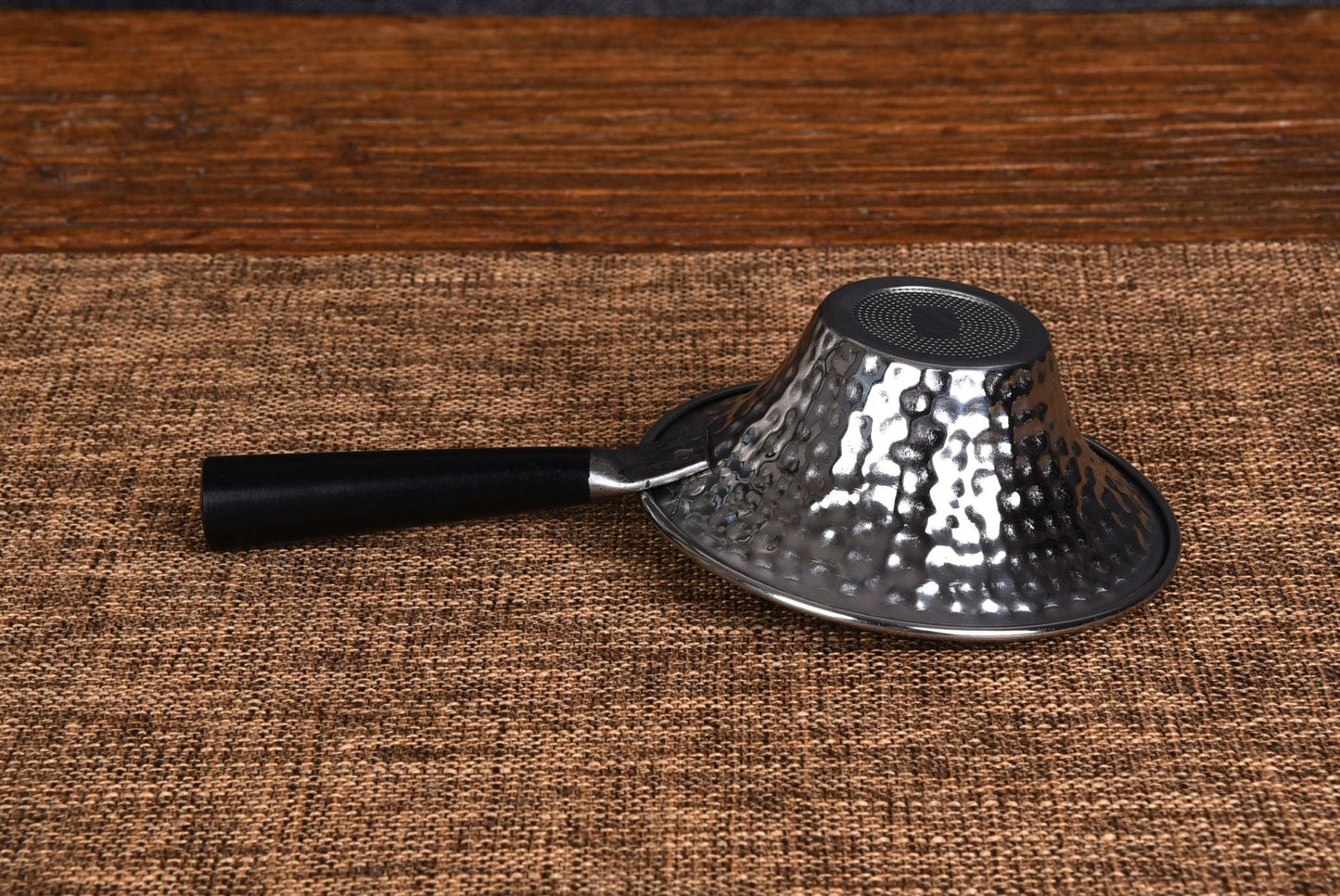 Wood Handle "Hammered" Stainless Steel Strainer