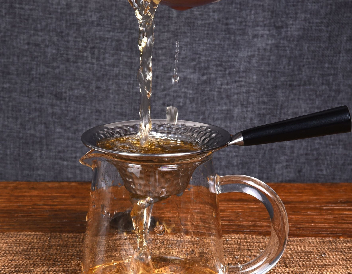 Wood Handle "Hammered" Stainless Steel Strainer