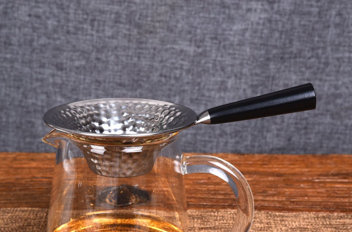 Wood Handle "Hammered" Stainless Steel Strainer