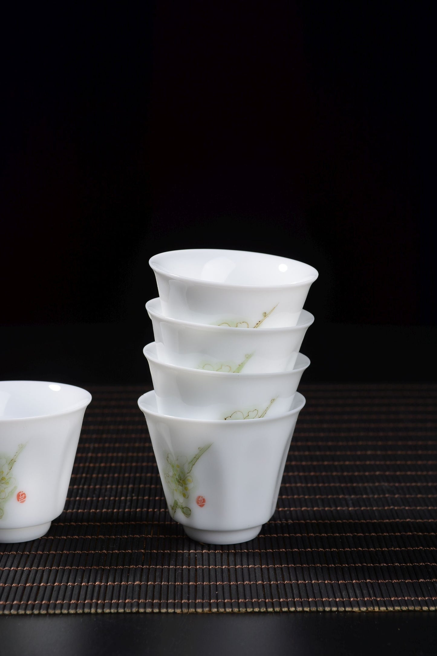 Plum Blossoms Gaiwan and Tea Boat with Optional Matching Cups