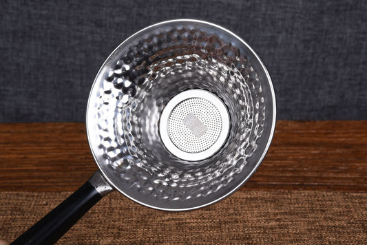 Wood Handle "Hammered" Stainless Steel Strainer