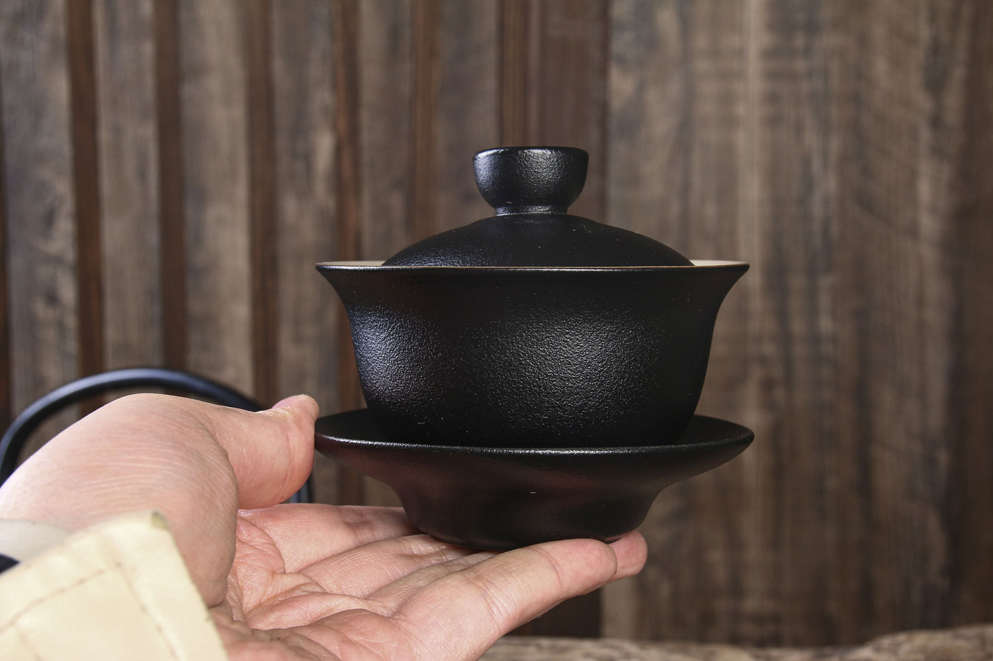 Black Glazed "Rain Drops" Gaiwan for Gong Fu Tea Brewing